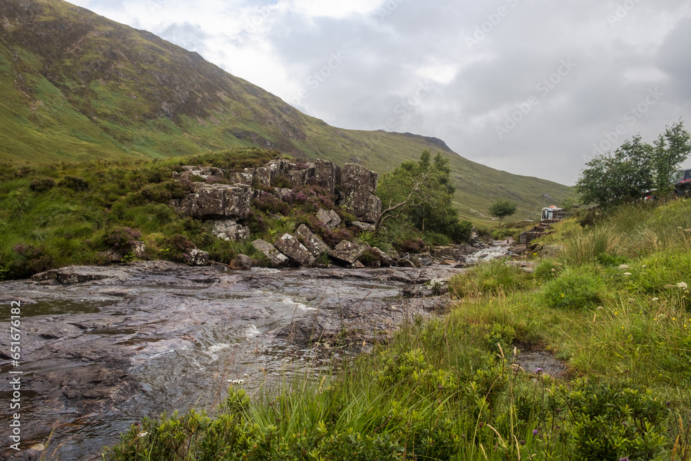 River Coe and the hill Stob Mhic Mhartuin in the Scottish Highlands