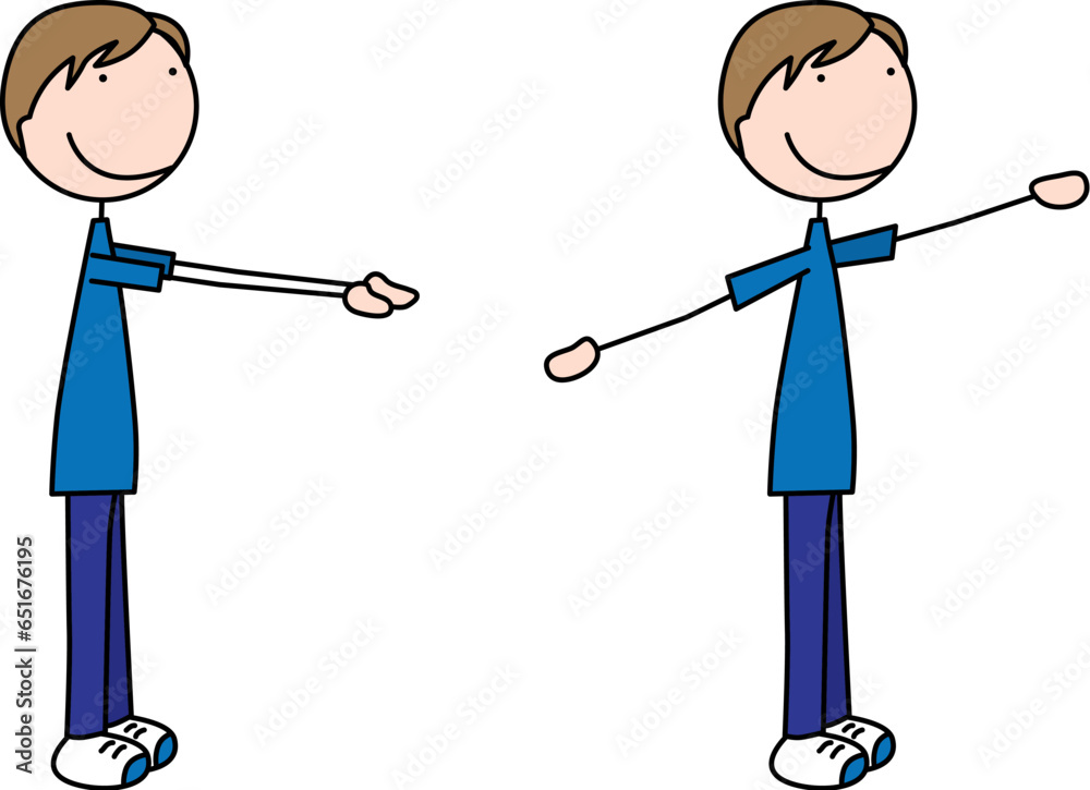 Happy kid exercises - double arm front to side raise Happy kid exercises - double arm front to side raise