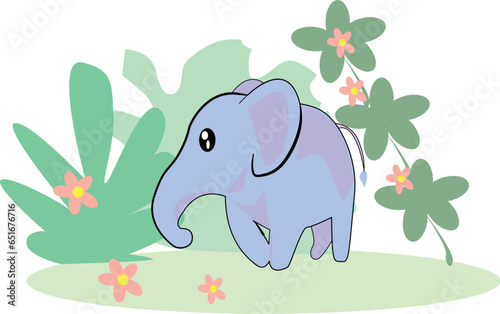 elephant with a flower vector  