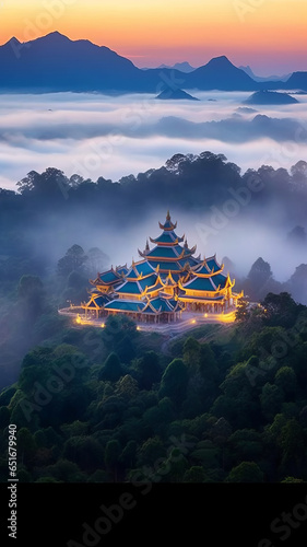 Wat Pa Phu Kon, Thailand Original realistic picture.generative ai photo