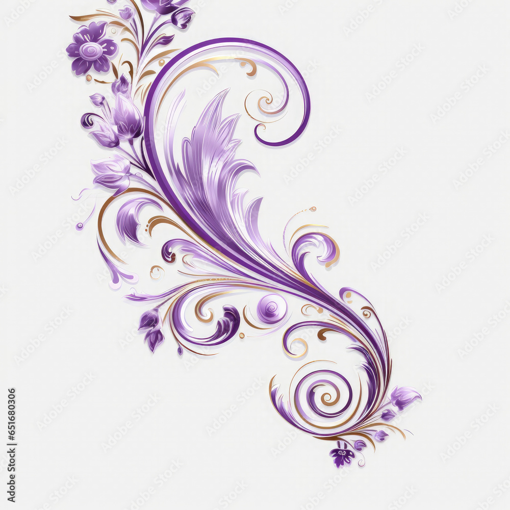 Violet elaborate filigree corner borders white Background, AI Generated Violet elaborate filigree corner borders white Background, AI Generated