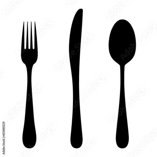 Cutlery icon isolated on white background. Spoon, forks, knife. restaurant business concept, vector flat illustration. Kitchen utensils for eating, tableware for restaurant serving.