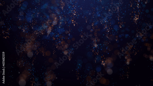 3D rendering of brightly colored particle confetti descends elegantly, swirling through the air