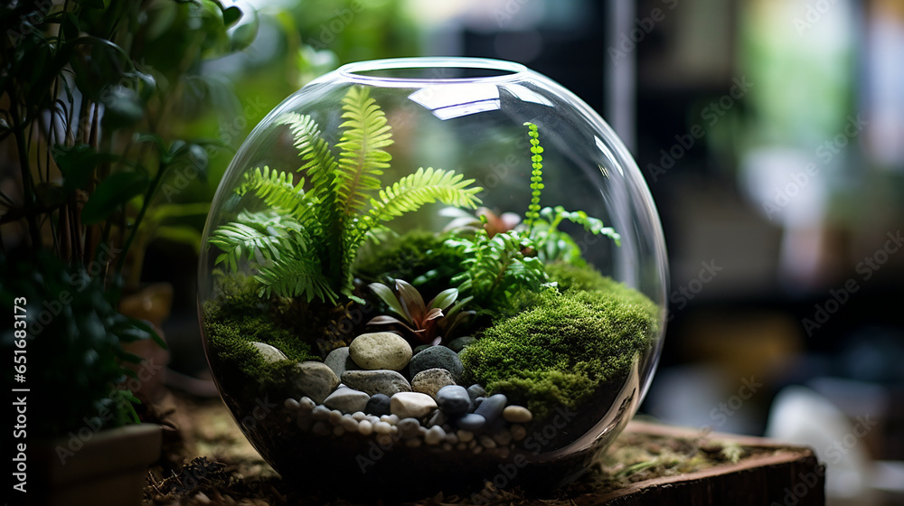 A plant terrarium, lots of natural light created with Generative Ai A plant terrarium, lots of natural light created with Generative Ai