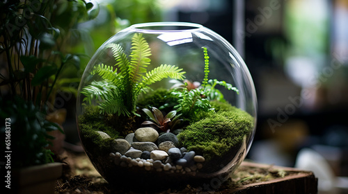 A plant terrarium, lots of natural light created with Generative Ai