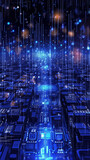 Technology circuit board background blue light, Generative AI