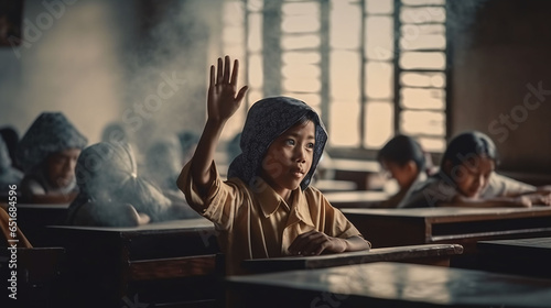 Oldschool student studying in classroom