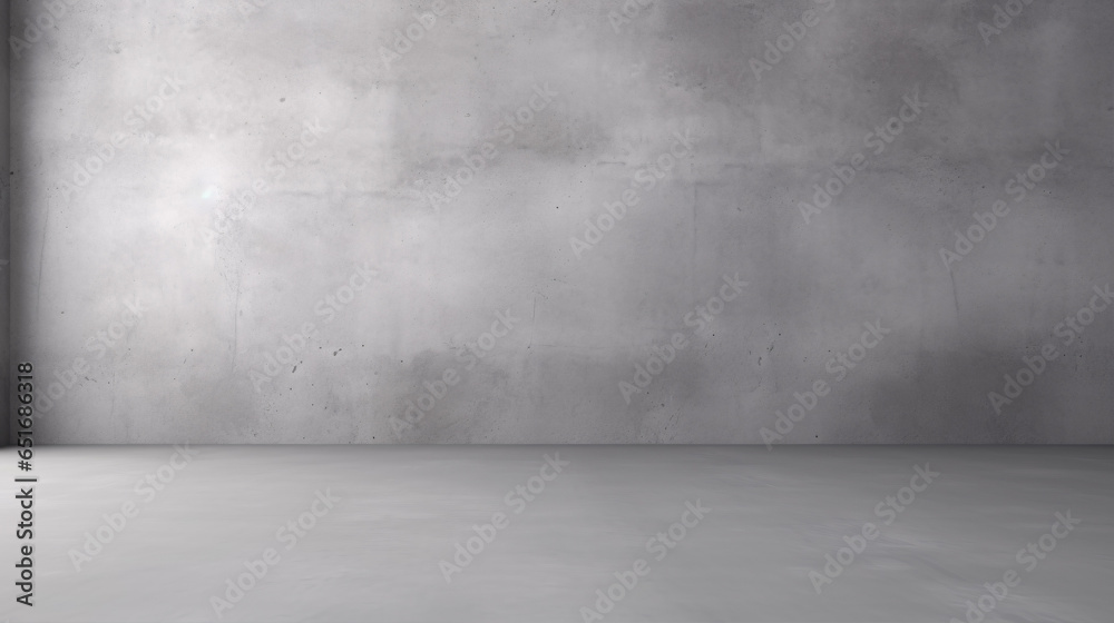 Inside a studio room, you'll find minimalist gray wall interiors with a concrete backdrop and floor, along with a cement surface Inside a studio room, you'll find minimalist gray wall interiors with a concrete backdrop and floor, along with a cement surface