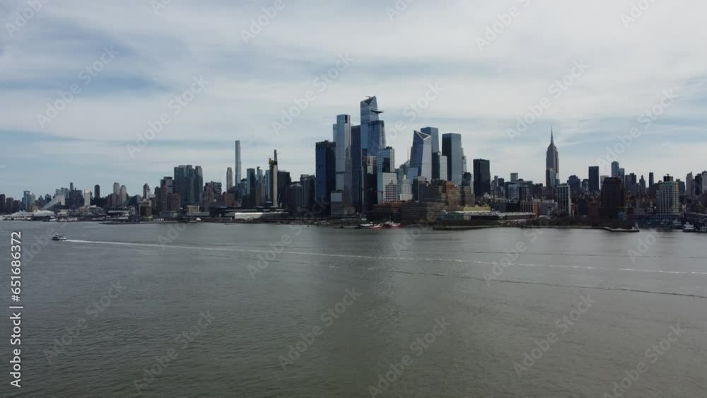 Close Drone Aerial of New York Manhattan Close Drone Aerial of New York Manhattan