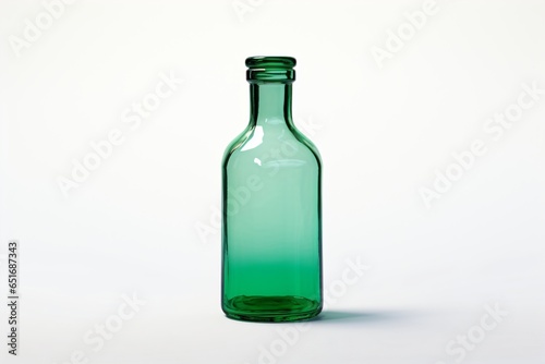 A green translucent bottle isolated on a white background