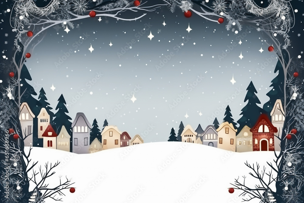 Fototapeta premium Christmas card template copy space for text. Invitation or greetings card template background