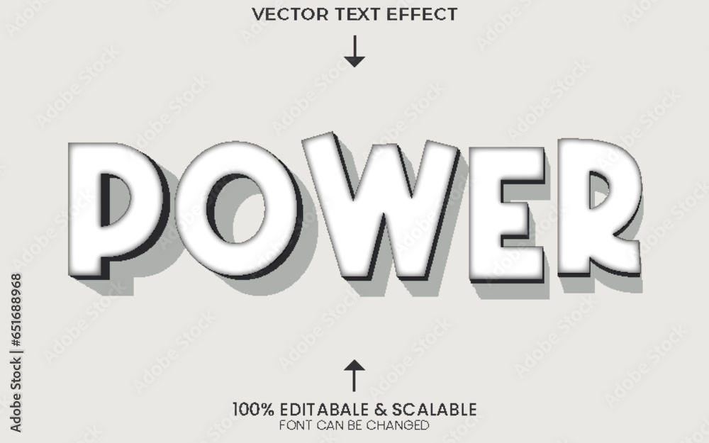 power 3d text effect and editable text effect Free Vector image background