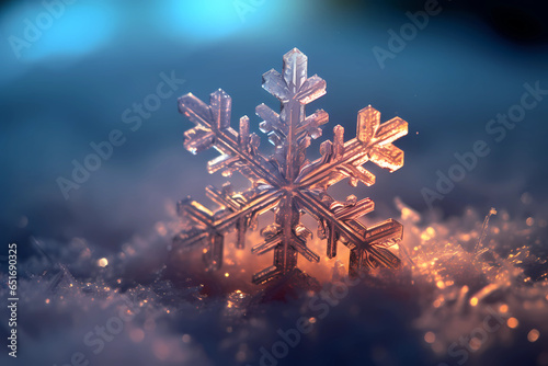 Macro photography of a snowflake