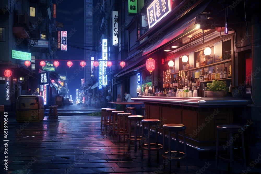 street cafe at night, Generative AI