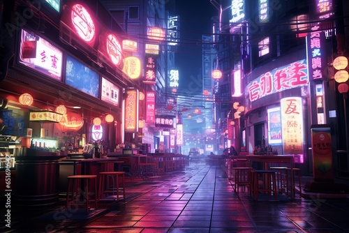 night city street, Generative AI © FRANCISCO