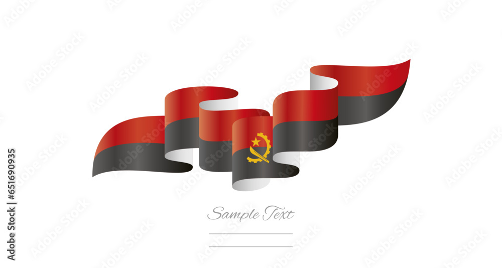Angola red black wavy flag ribbon concept design template. Premium ...