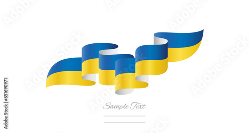 Ukraine blue yellow wavy flag ribbon concept design template. Premium Ukrainian flag vector illustration design on isolated white background