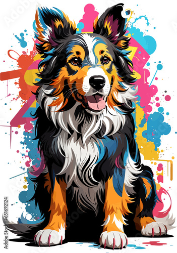 Collie Dog splash color