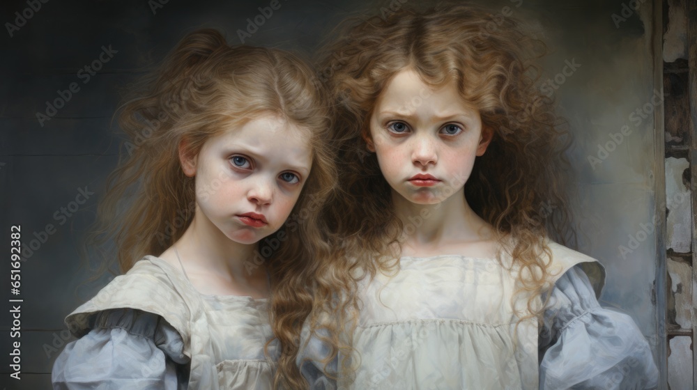 Charming red-haired freckled twin sisters Charming red-haired freckled twin sisters