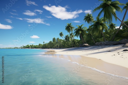 beach with palm trees, Generative AI