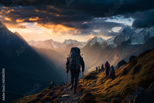 Mountain climbing or trekking