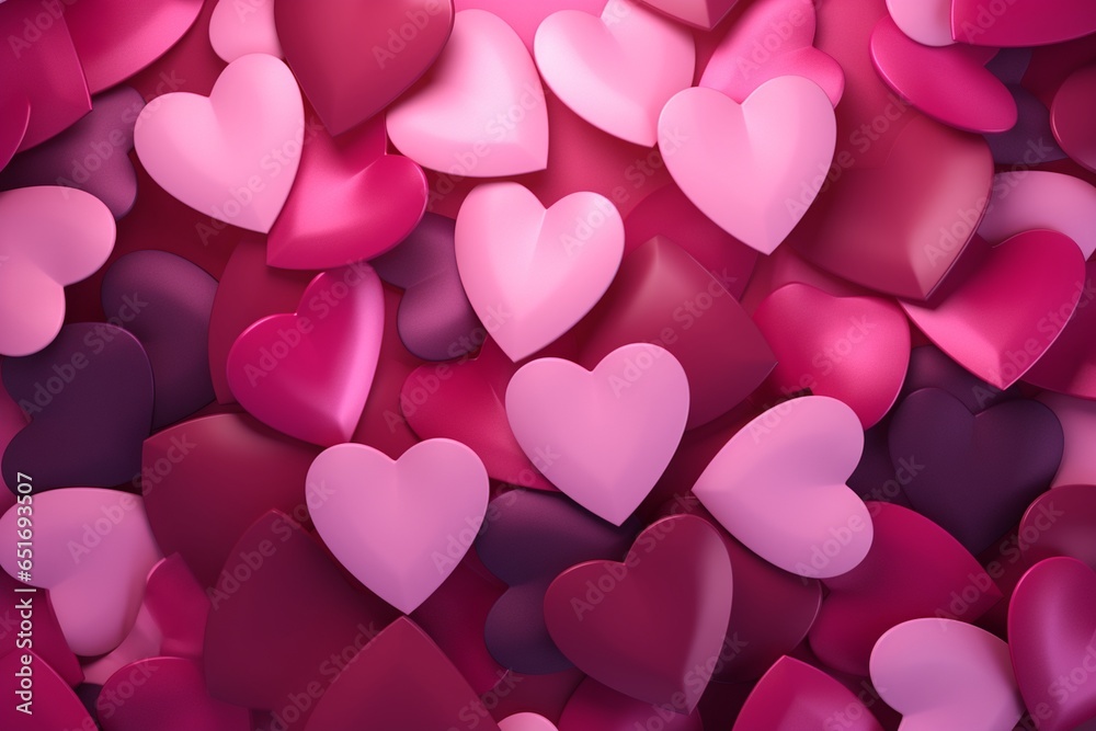 pink hearts background, Generative AI