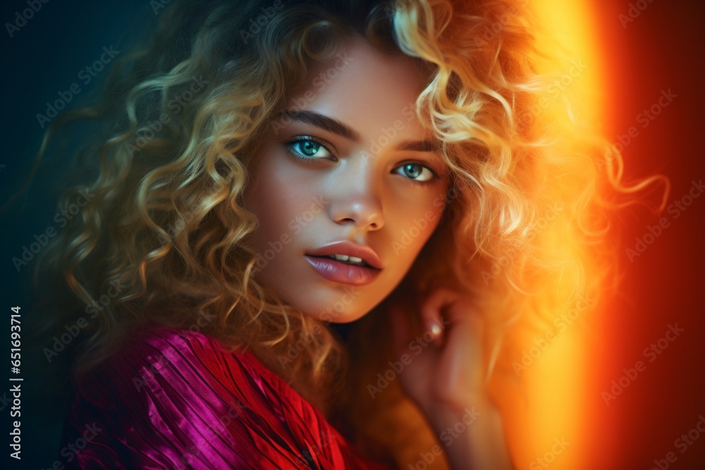 Portrait of a blonde woman in the nightclub