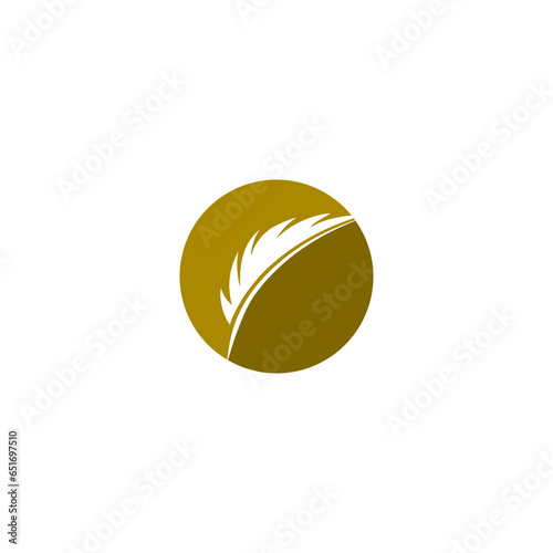 Feather pen write sign logo template. Feather pen logo silhouette isolated on white background