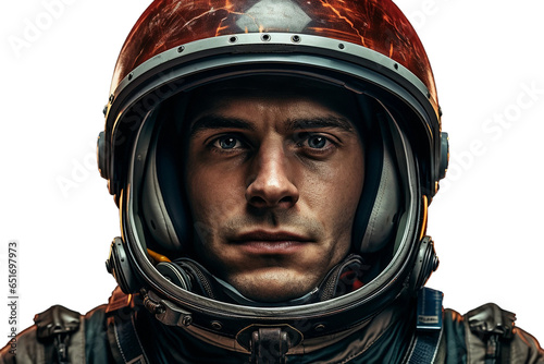cosmonaut face close up isolated on a transparent background, Generative Ai © rzrstudio