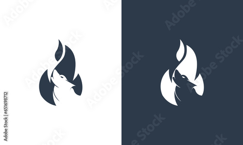 fire wolf logo design vector