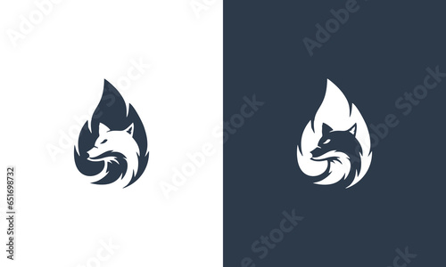 fire wolf logo design vector