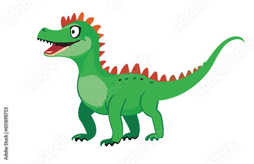 Vector green cartoon dragon. The symbol of 2024 new year.  A raptor baby dinosaur isolated on a white background. Children's drawing for fabric, clothing, paper. © TKalinovskaya