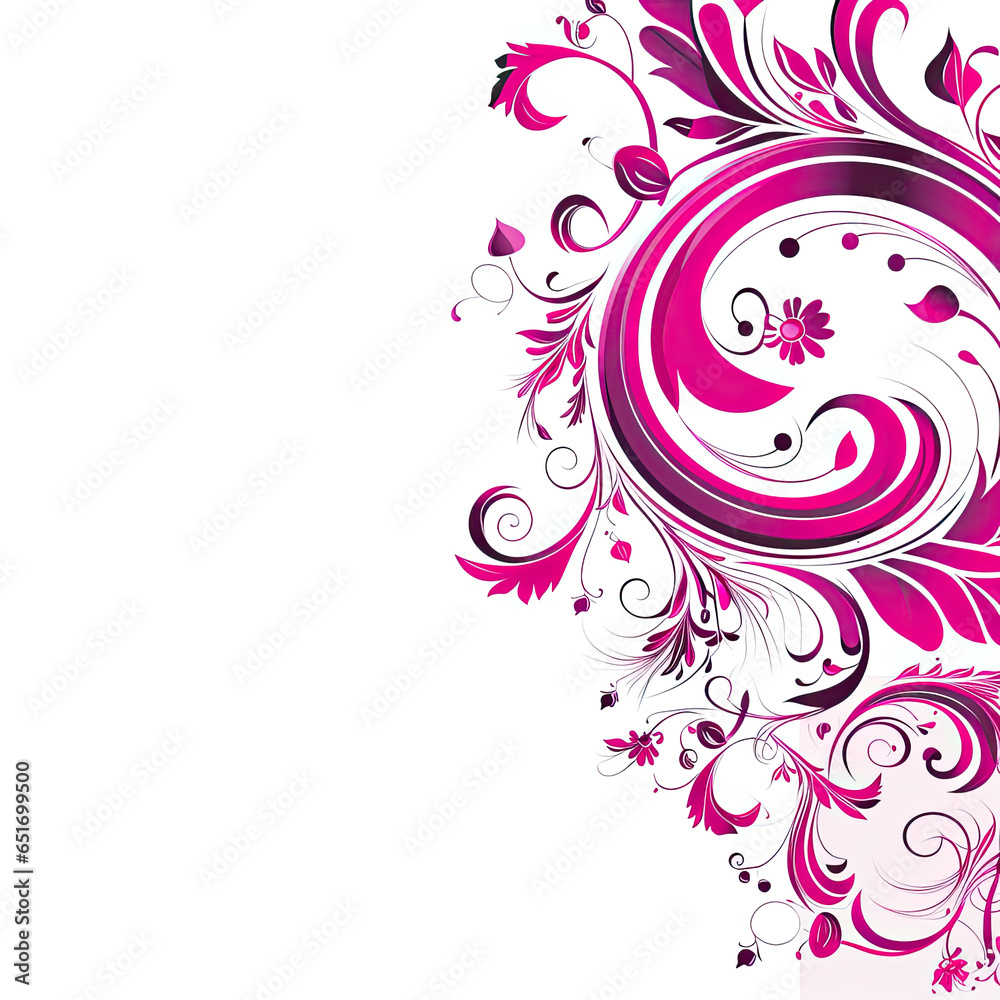 Magenta elaborate filigree corner borders white Background, AI Generated Magenta elaborate filigree corner borders white Background, AI Generated