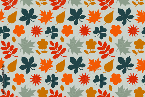 Autumnal pattern of colorful leaves