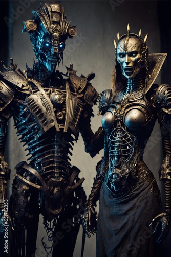 full length shot of horrific cenobite robots from the far future travel back in time and pay Kirsty an unwelcome visit hellraiser highly detailed and complex gothic evil epic cinematic dramtic 