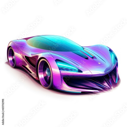 Futuristic sport car in the style of electric dream isolated on white background