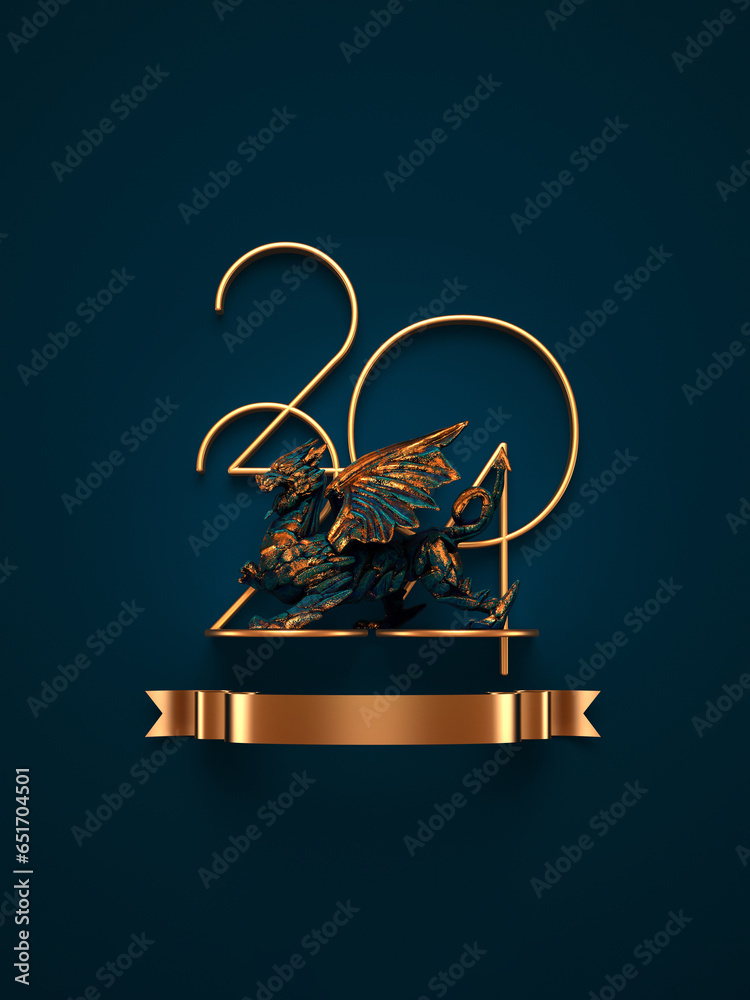 2024-new-year-design-template-with-a-dragon-as-a-traditional-chinese