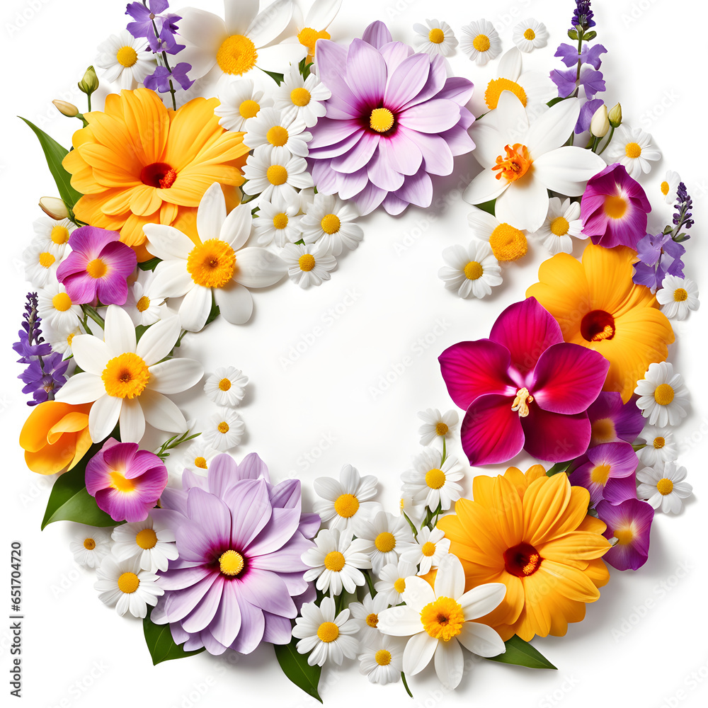 Beautiful border frame of real charming flowers Beautiful border frame of real charming flowers