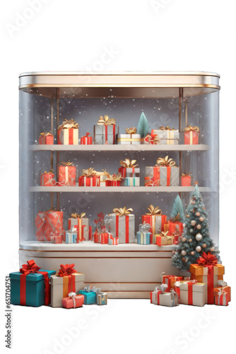 New Year's closet with decorations, Transparent background