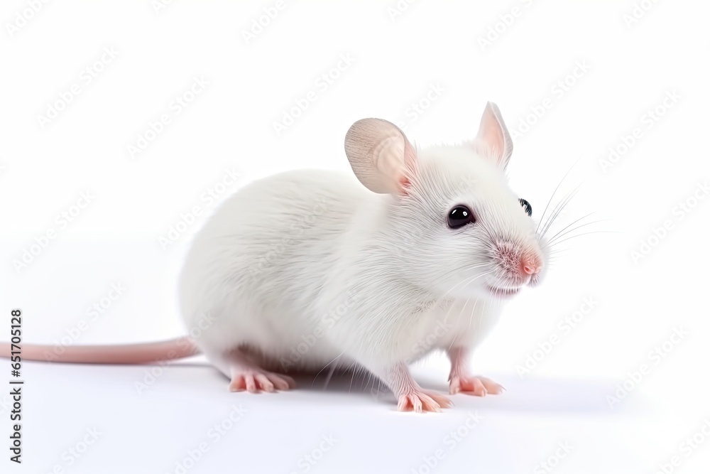 Curious little mouse isolated on white background