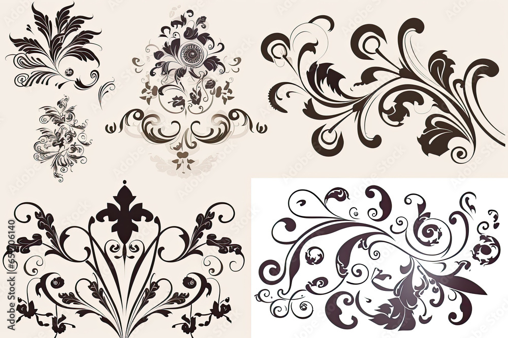 vector graphics ornaments on paper, ornaments vector samples AI Generated