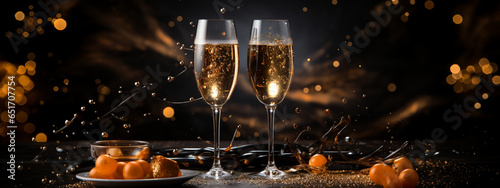 Champagne Glasses Celebrating New Year's Eve