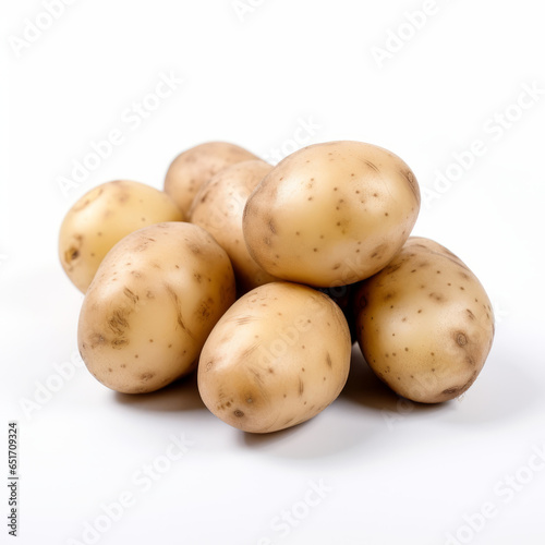 Washed Potatoes. Raw potatoes isolated on a white background.