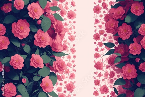 Seamless flowers pattern painting with trendy colors. Print Design, generative ai