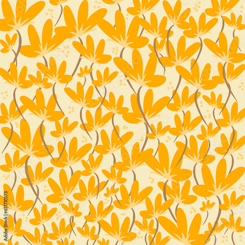 pastel orange flowers pattern minimalist background