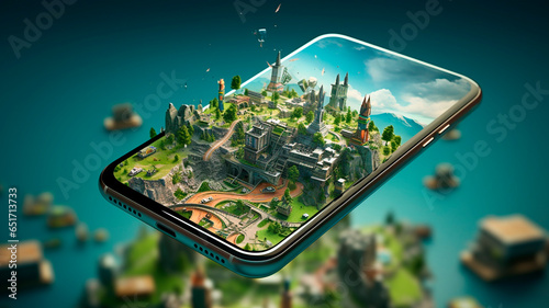 Promotional footage of games and entertainment apps for smartphones. footage of the best advertising campaigns, phone games, gamer themes. Generative AI