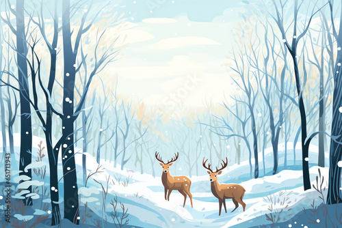 Deer in a snowy forest