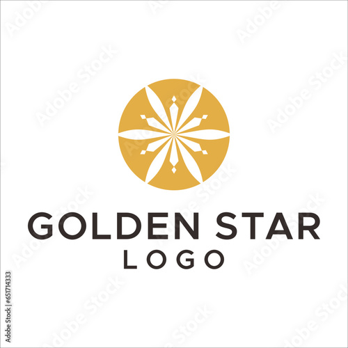 Elegant Octagonal luxury golden flower tile pattern mandala logo design photo