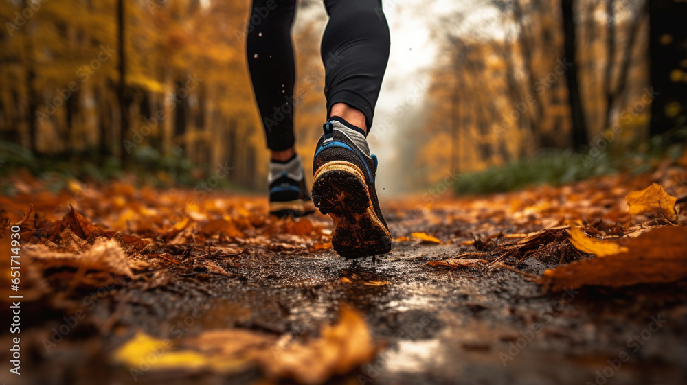 running in the park in autumn running in the park in autumn