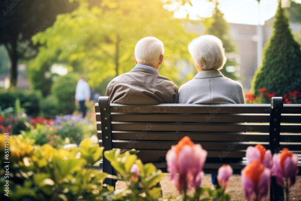 © id512 - senior couple elderly man and woman sitting on the bench in garden, healthy retirement © id512 - senior couple elderly man and woman sitting on the bench in garden, healthy retirement